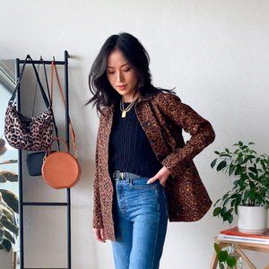 Sezane Will Jacket, XS, Leopard
